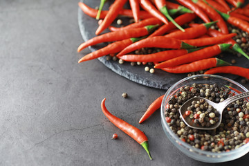 Hot red pepper. Chilean pepper on a black.