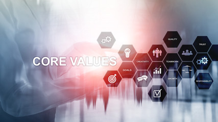 Core values concept on virtual screen. Business and finance solutions