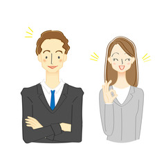 ビジネスマンとビジネスウーマンのイラスト