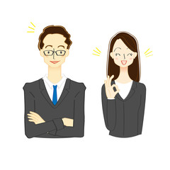 ビジネスマンとビジネスウーマンのイラスト