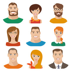 Vector male and female characters in flat style