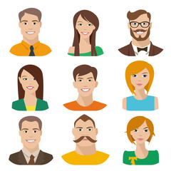 Vector male and female characters in flat style