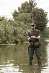 Man fishing at the river