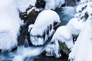 Ice crystals at waterfall