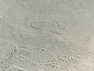 Fototapeta na wymiar One footprints in the sand