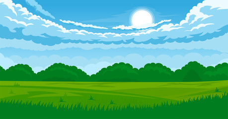 Obraz na płótnie Canvas Summer landscape with fields and green hills