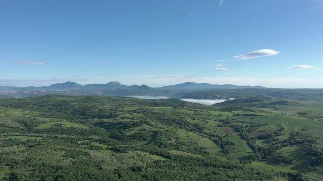 Beautiful spring scenery with Stol Deli Jovan and Veliki Krs mountains by spring 4K drone video