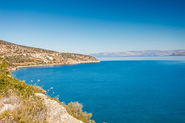 Fototapeta na wymiar Greek sea coastline, seascape