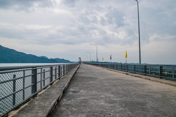 The Prakarnchon Khun Dan Dam early in the morning in Nakorn nayouk, Thailand