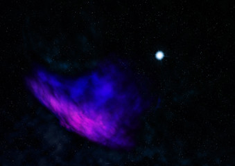 Star field in space and a nebulae. 3D rendering