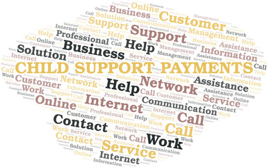Child Support Payments word cloud vector made with text only.