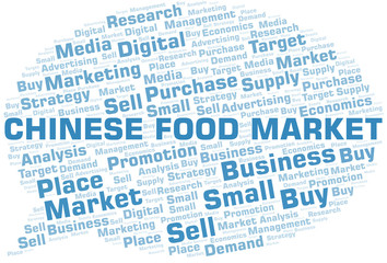 Chinese Food Market word cloud. Vector made with text only.