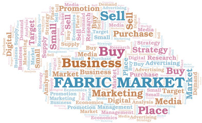 Fabric Market word cloud. Vector made with text only.