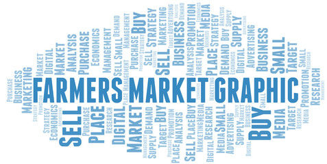 Obraz premium Farmers Market Graphic word cloud. Vector made with text only.