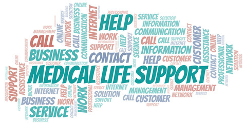 Medical Life Support word cloud vector made with text only.