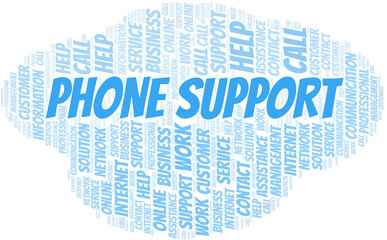 Fototapeta premium Phone Support word cloud vector made with text only.