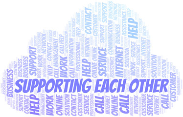 Obraz premium Supporting Each Other word cloud vector made with text only.