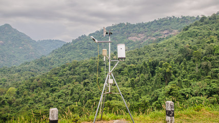 Weather meter with mountain background