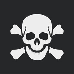 White skull and crossbones icon. Sign of danger or poison to life. Template design for web or mobile app.