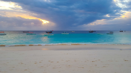 Fototapeta na wymiar The tropical Paradise Zanzibar beach 