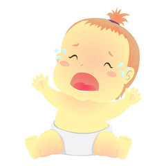 Vector Illustration of a Baby Crying with tears