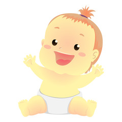 Vector Illustration of a Happy Baby in sitting position