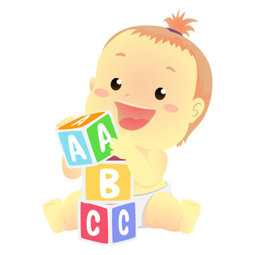 recommend clip art: Vector Illustration of a Baby playing toy blocks