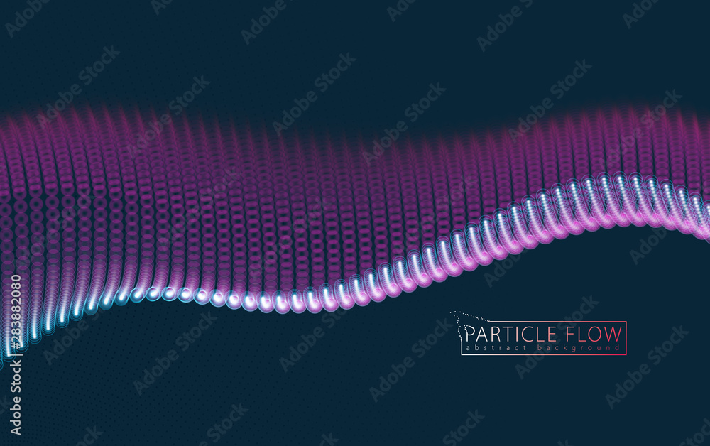 Poster abstract background with dynamic particles sound wave. vector abstract dark background. mesh of glow