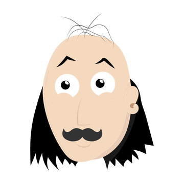 recommend clip art: Freigestellter Vokuhila Kopf eines Comic Mannes Illustration