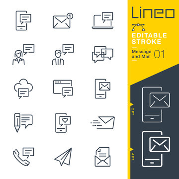 Lineo Editable Stroke - Message and Mail line icons
