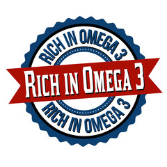 Obraz premium Rich in omega 3 label or sticker
