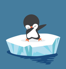 Dabbing Penguin on ice floe