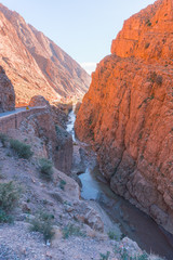 Picturesque Serpentine mountain road in Gorges Dades in high Atlas, Morocco