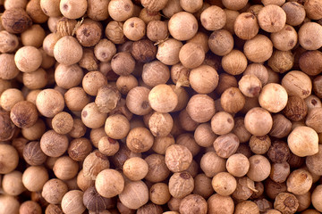 White pepper peas background texture, copy space, close up. Top view, flat lay
