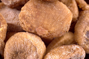 Dried figs background texture, copy space, close up. Top view, above