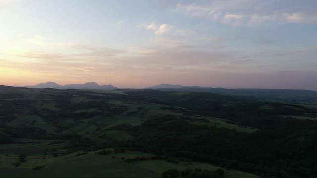 Deli Jovan Stol and Veliki Krs mountain ranges before dawn 4K aerial video