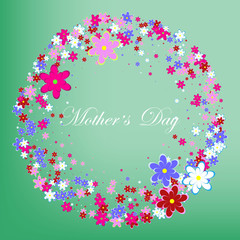  Vector floral color frame, design for mother's day on an abstract background. Beautiful card