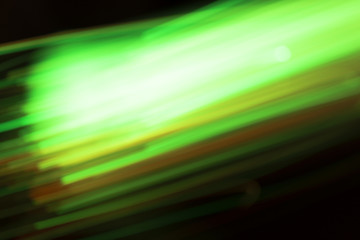 Powerful movement of green lights