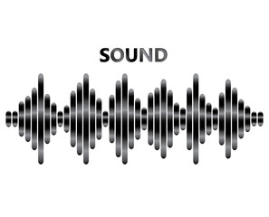 Fototapeta na wymiar Pulse music player poster. Audio metallic wave logo