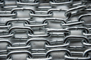 Steel chain on a white background close-up