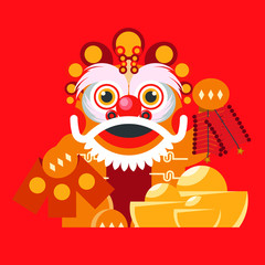 vector lion chinese new year