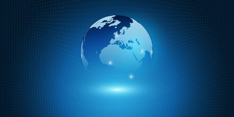 Abstract Blue Minimal Style Cloud Computing, Networks Structure, Telecommunications Concept Design, Network Connections - Vector Illustration