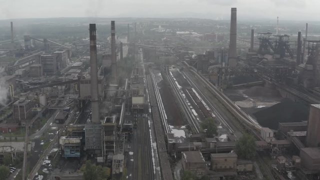 is the largest steelmaker in the central Europe mittal , aerial drone shot over , This clip is available in two different gradings , 10bit color or dji color lut 