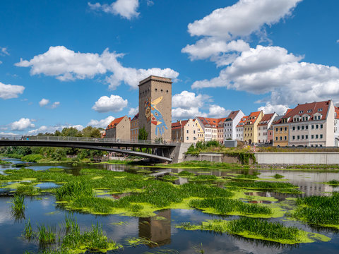 Blick auf Zgorzelec von der Stadt G&ouml;rlitz in Sachsen