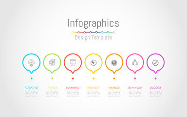 Infographic design elements for your business data with 7 options, parts, steps, timelines or processes. Vector Illustration.