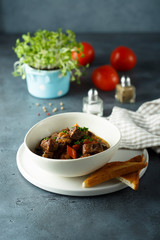 Homemade beef stew or goulash