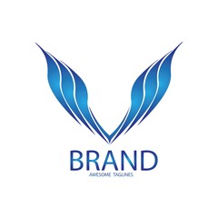 letter v wing logo vector
