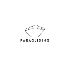 Paragliding, sky sports logo template. Hand drawn vector icon.