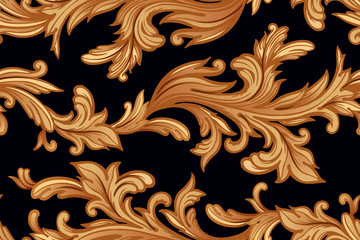 Vector seamless pattern with baroque decor elements.
