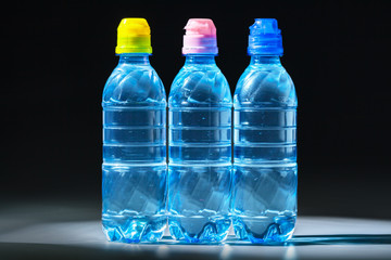 Mineral pure water bottles. Healthy living concept